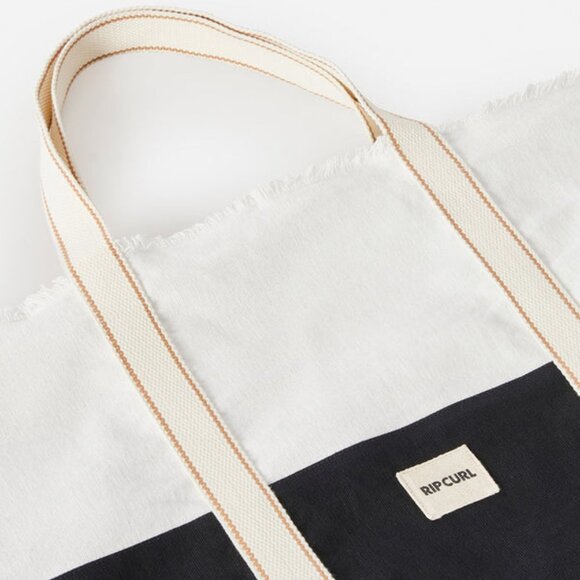 NEW - Rip Curl Surf/Beach Tote bag 45L black & cream / Sac fourre-tout en coton - Picture 4 of 7